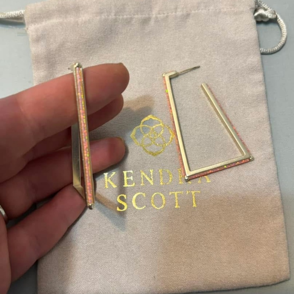 Kendra Scott Gold and Pink Hoop Earrings